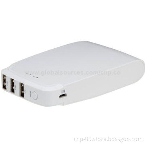 Dual-USB Power Bank for Business Trip, 6,000mAh Capacity, 5V/1 and 2.1A (3A Maximum)
